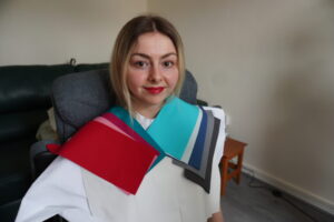 Client with her colours