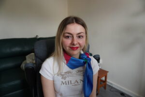 Client in Sophia silk scarf